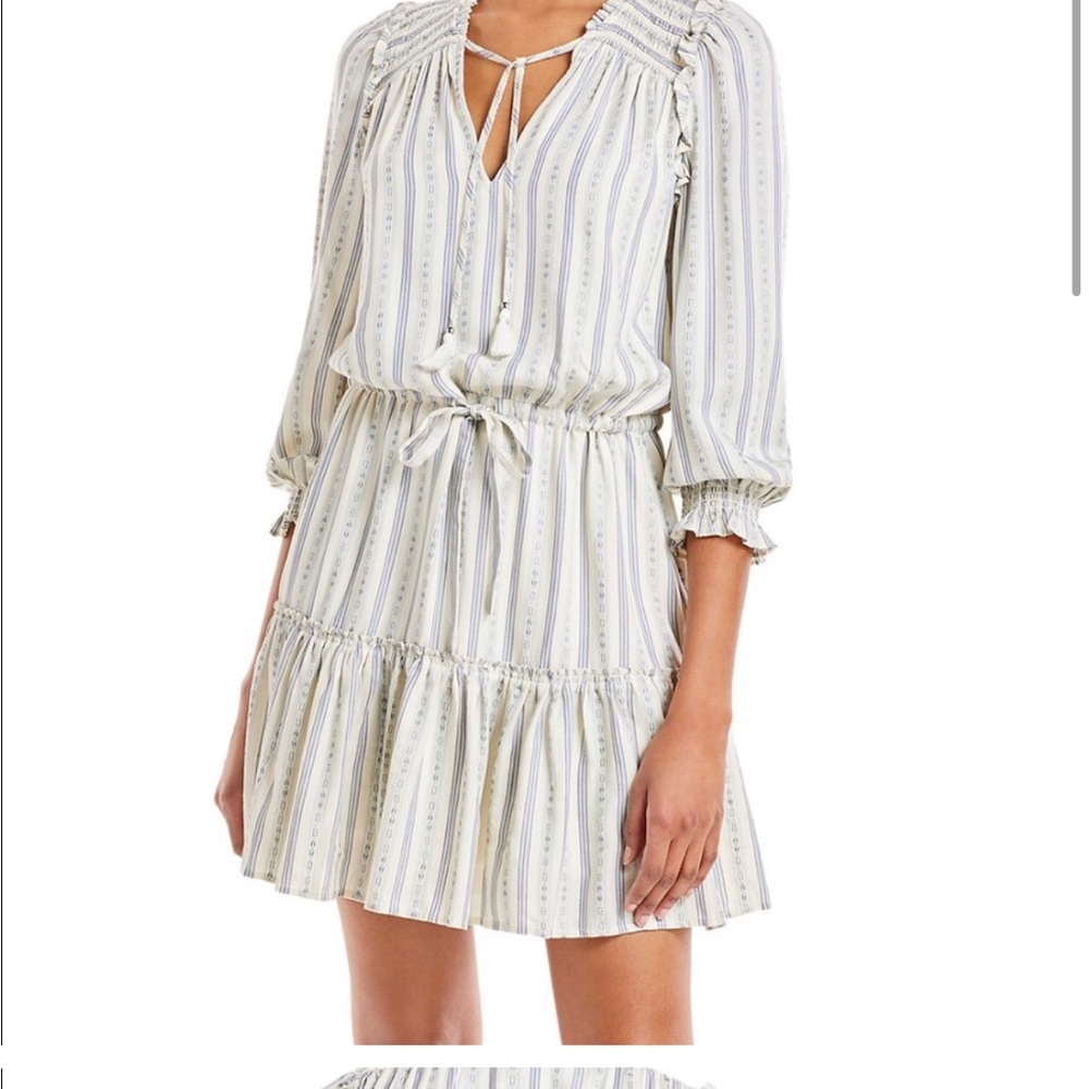Paige Kylenn long sleeve tie waist flounce hem striped dress size Large- MINT - Picture 7 of 11
